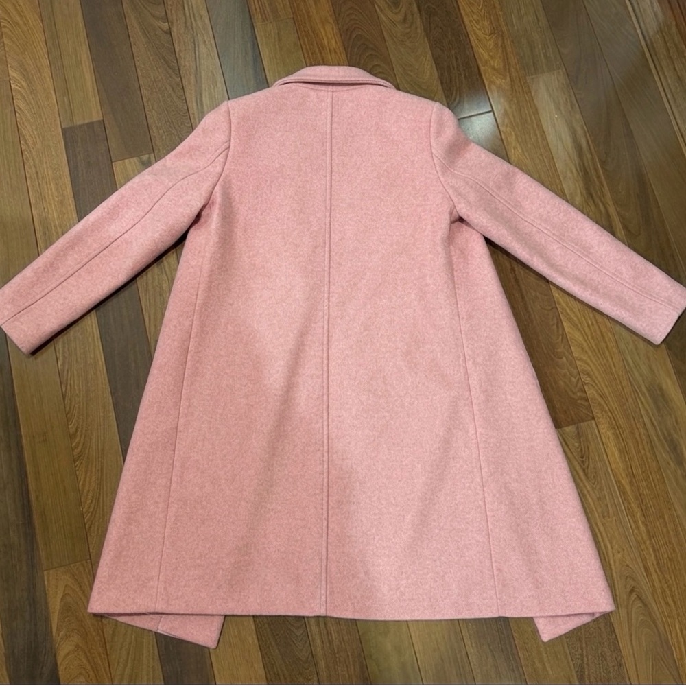 ZARA Soft Pink Wool Blend Long Coat | Pastel Minimalist Open Front Duster Small - Picture 5 of 11